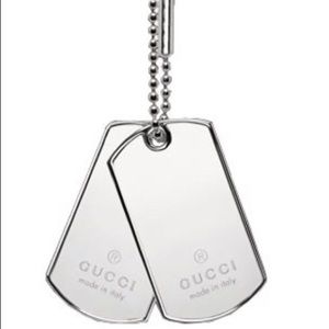 Gucci Sterling Silver Dog Tag Necklace